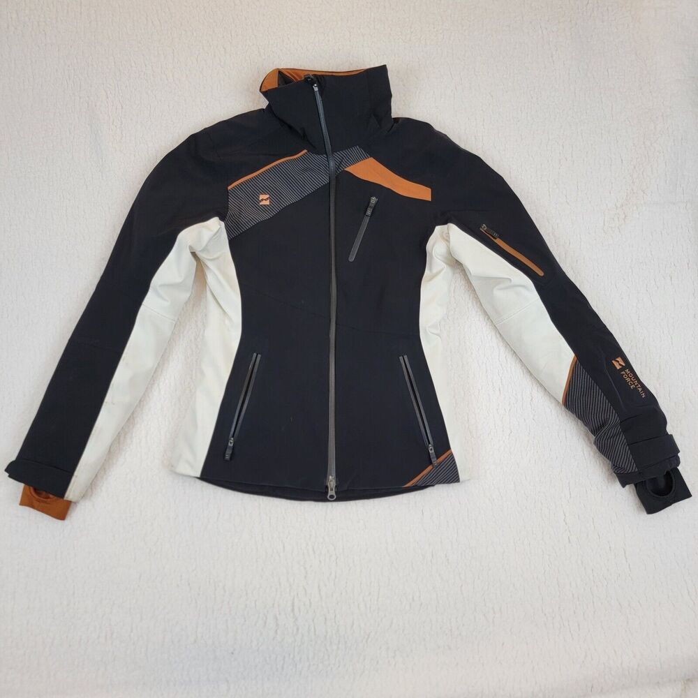 MOUNTAIN FORCE Womens Stretch Insulated Hooded Ski Jacket Copper Black Size 34